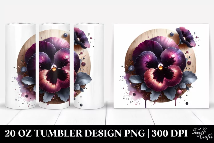Glossy Watercolor Pansy | 20 Oz Tumbler