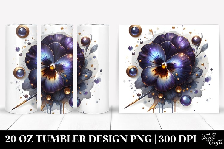 Glossy Watercolor Pansy | 20 Oz Tumbler example image 1