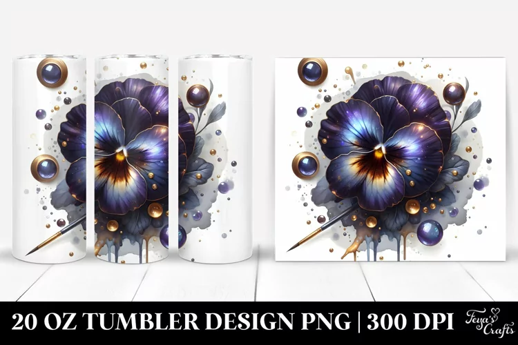 Glossy Watercolor Pansy | 20 Oz Tumbler