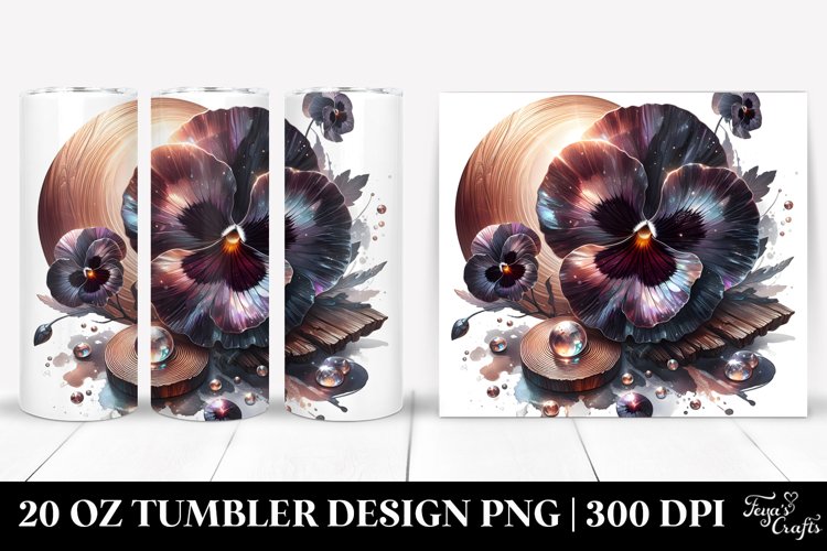 Glossy Watercolor Pansy | 20 Oz Tumbler example image 1