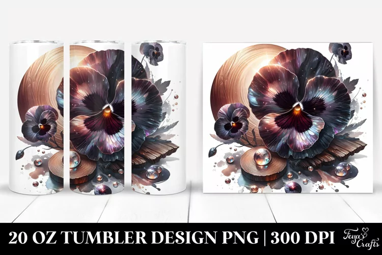Glossy Watercolor Pansy | 20 Oz Tumbler