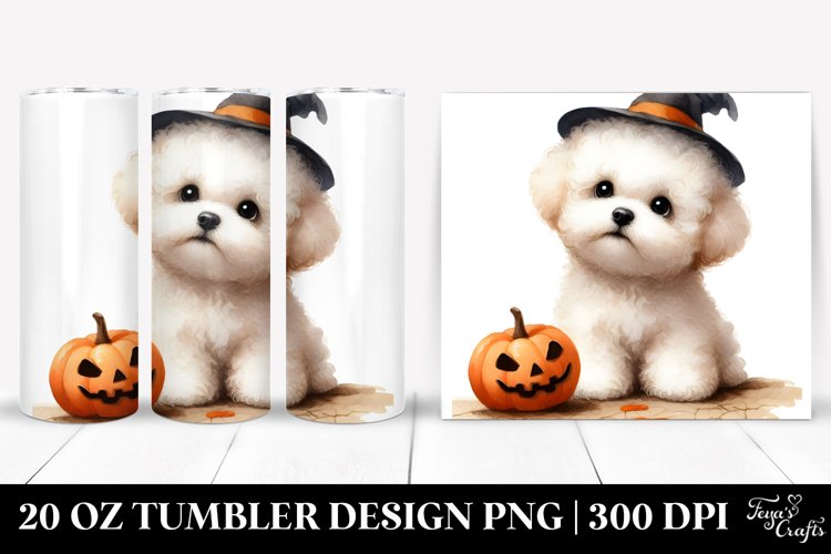 Playful Bichon Frise for Halloween 20 Oz Tumbler example image 1