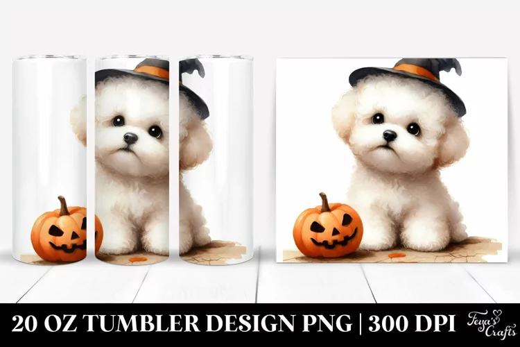 Playful Bichon Frise for Halloween 20 Oz Tumbler