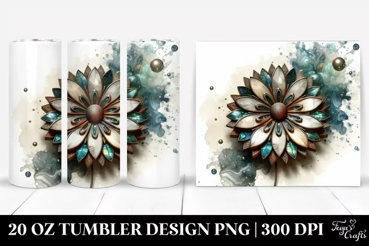 Detailed Wooden Stained Daisy | 20 Oz Tumbler