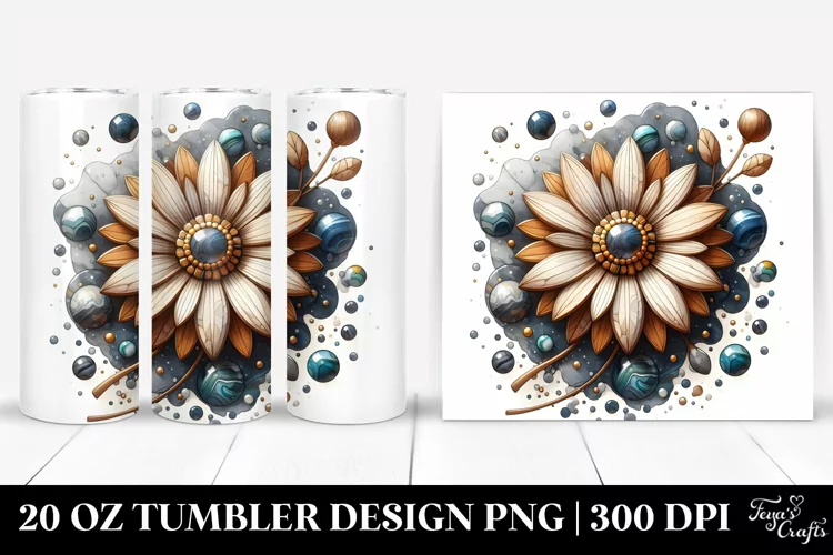 Detailed Wooden Stained Daisy | 20 Oz Tumbler