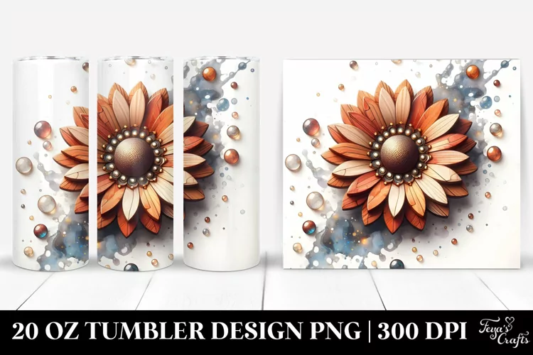 Detailed Wooden Stained Daisy | 20 Oz Tumbler