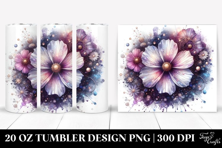 Shiny Cosmos Watercolor Splash | 20 Oz Tumbler example image 1