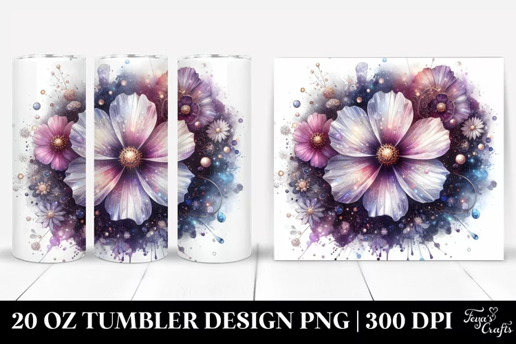 Shiny Cosmos Watercolor Splash | 20 Oz Tumbler