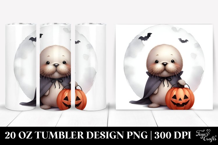 Cute Baby Walrus Halloween 20 Oz Tumbler example image 1