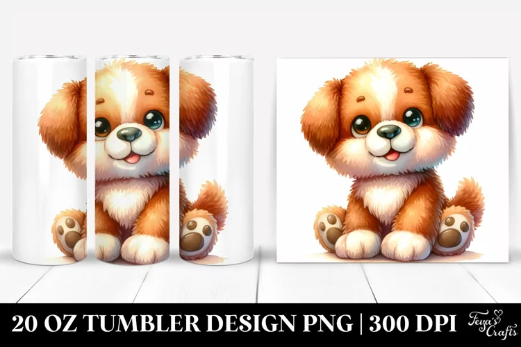 Smiling Cute,Colorful Plush Dog | 20 Oz Tumbler