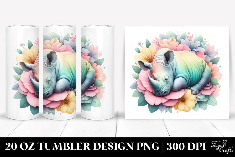 background,white,flower,rhino | 20 Oz Tumbler example image 1