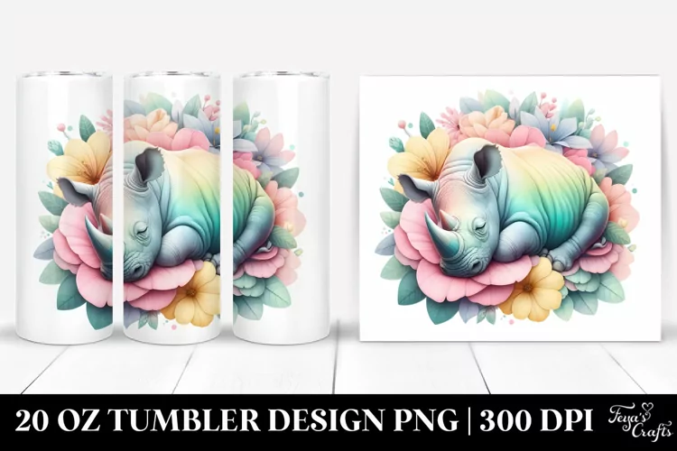 background,white,flower,rhino | 20 Oz Tumbler
