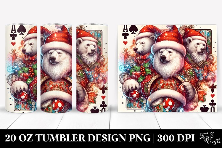 Polar Bear with Santa Hat 20 Oz Tumbler