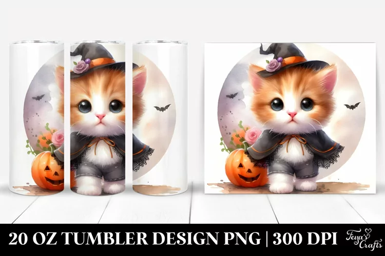 Cute Baby Kitten - Standing, Dressed for Halloween