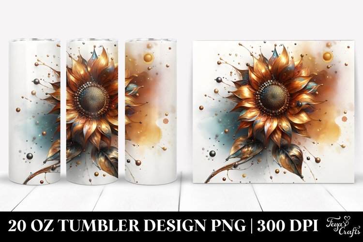 Shiny Sunflower Abstract | 20 Oz Tumbler example image 1