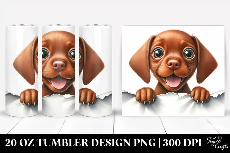 Funny Watercolor Vizsla Looking Over Paper | 20 Oz Tumbler
