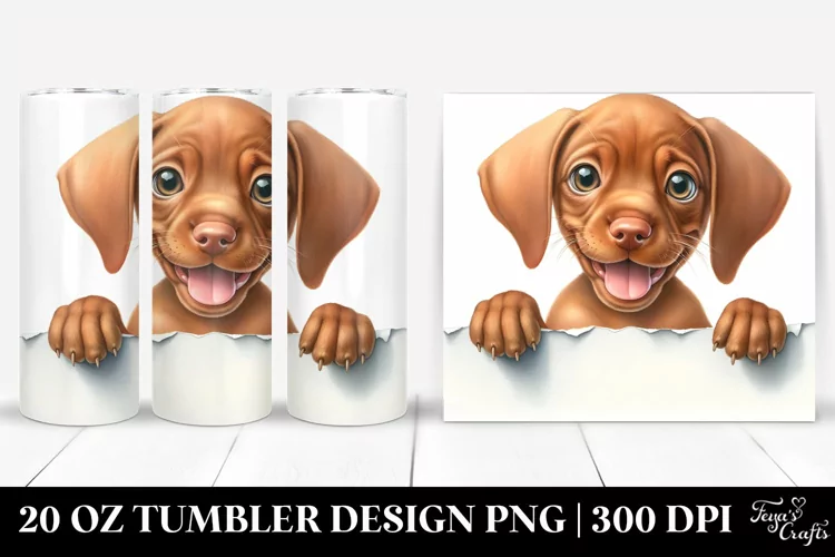 Funny Watercolor Vizsla Looking Over Paper | 20 Oz Tumbler