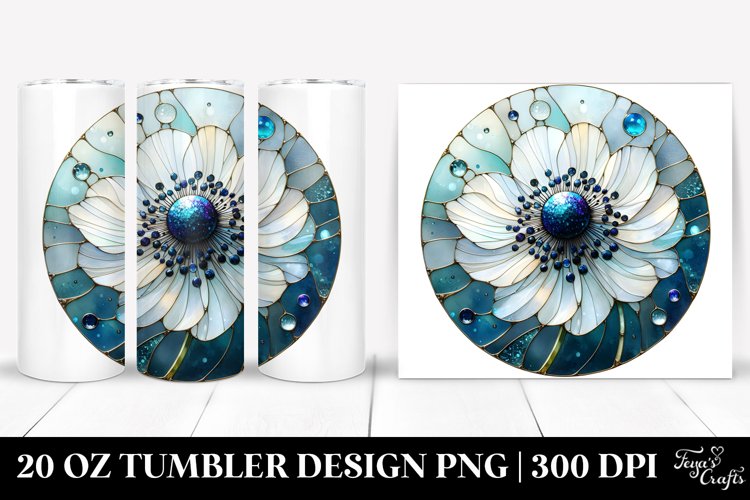 Stained Anemone with Round Watercolor Splash | 20 Oz example image 1