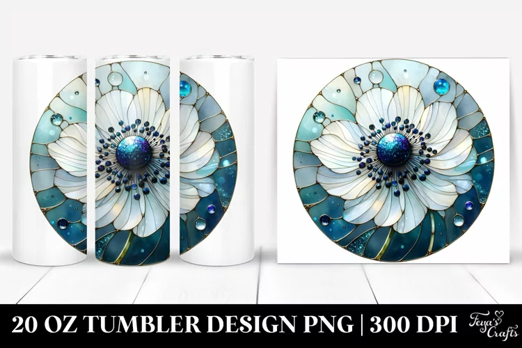Stained Anemone with Round Watercolor Splash | 20 Oz