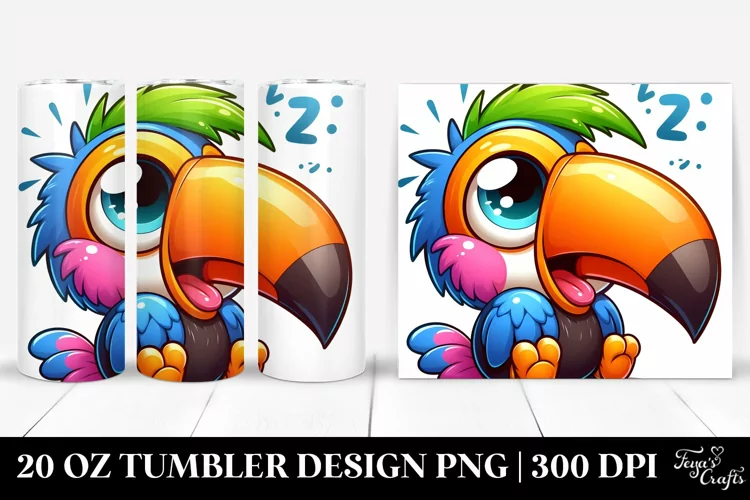 Colorful Cartoon Baby Toucan Tumbler