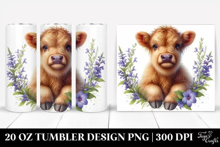 Watercolor Baby Highland Cow Tumbler
