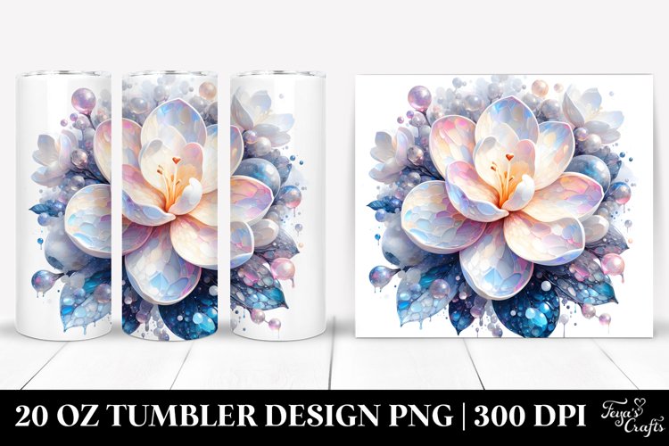 Abstract Shiny Gardenia Round Watercolor | 20 Oz Tumbler example image 1