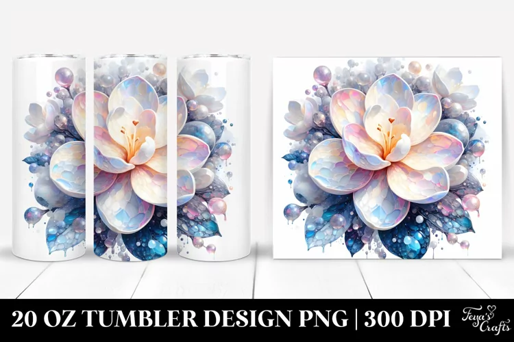 Abstract Shiny Gardenia Round Watercolor | 20 Oz Tumbler