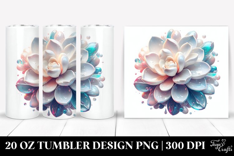 Abstract Shiny Gardenia Round Watercolor | 20 Oz Tumbler example image 1