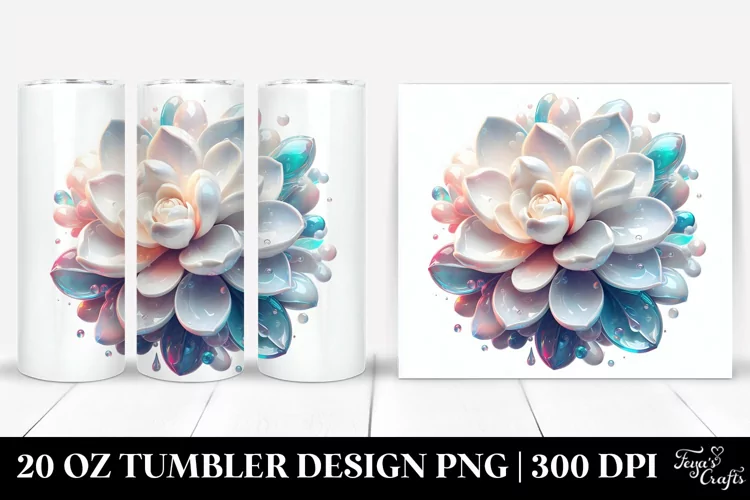 Abstract Shiny Gardenia Round Watercolor | 20 Oz Tumbler