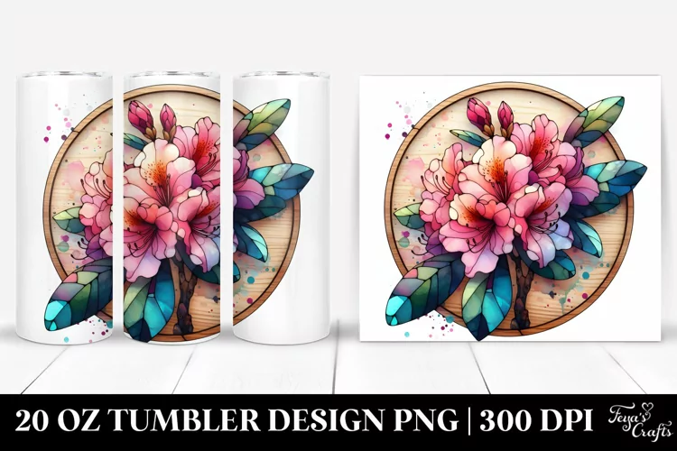 Watercolor Wooden Stained Rhododendron | 20 Oz Tumbler