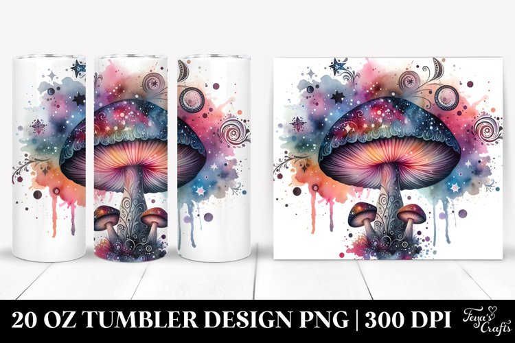 Colorful Watercolor Magical Celestial Astral Mushroom | 20 example image 1