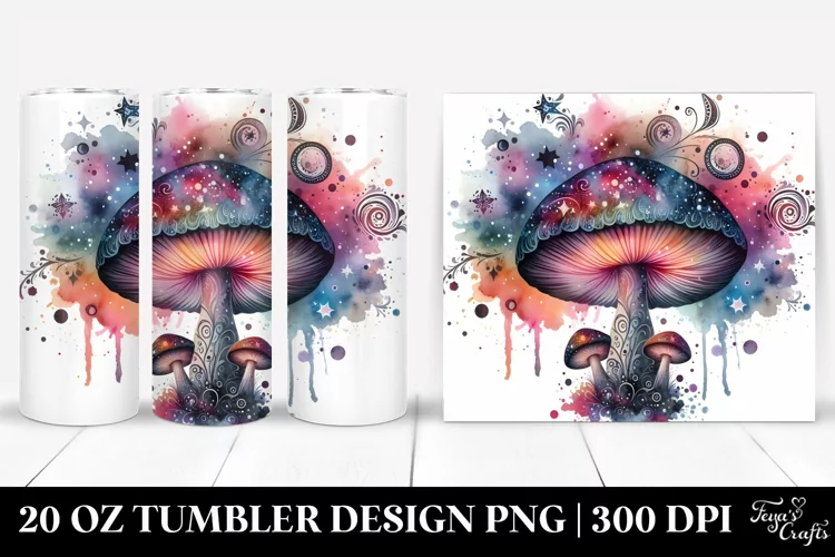 Colorful Watercolor Magical Celestial Astral Mushroom | 20