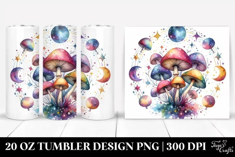 Colorful Watercolor Magical Celestial Astral Mushroom | 20