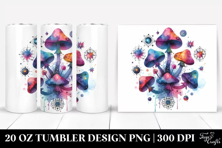 Colorful Watercolor Magical Celestial Astral Mushroom | 20