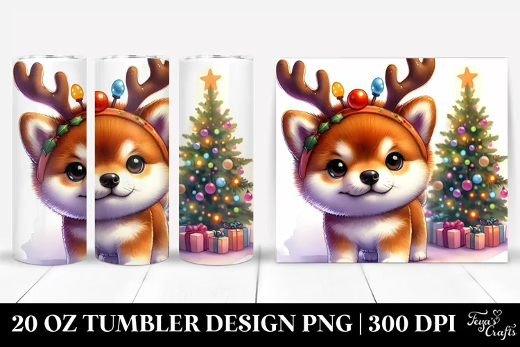 Enthusiastic Baby Shiba Inu in Winter 20 Oz Tumbler