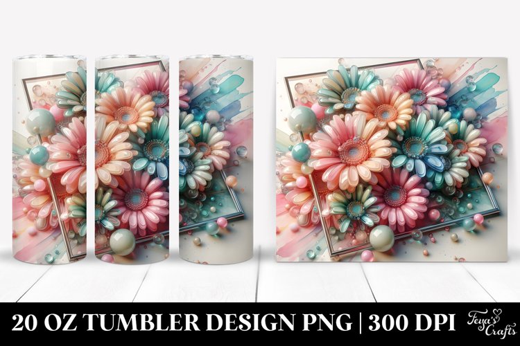 Abstract Pastel Glossy Gerbera 20 Oz Tumbler example image 1