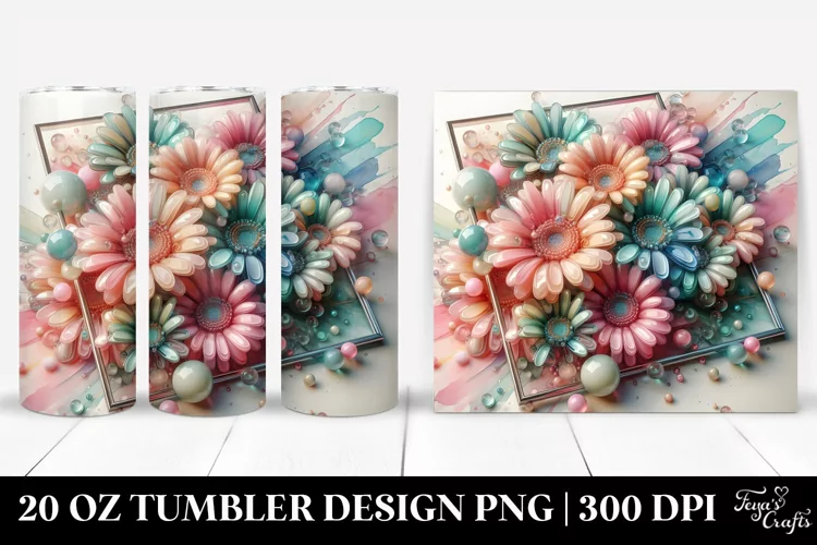 Abstract Pastel Glossy Gerbera 20 Oz Tumbler