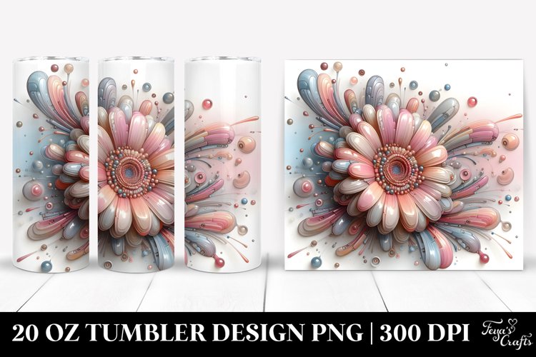 Abstract Pastel Glossy Gerbera 20 Oz Tumbler example image 1
