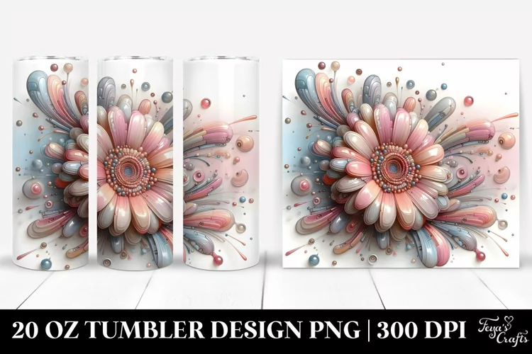 Abstract Pastel Glossy Gerbera 20 Oz Tumbler
