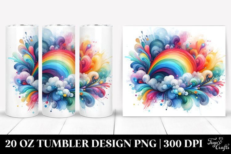 colorful watercolor abstract, Tumbler example image 1