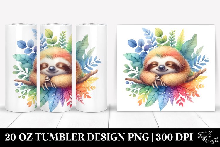 colorful baby sloth, Tumbler example image 1