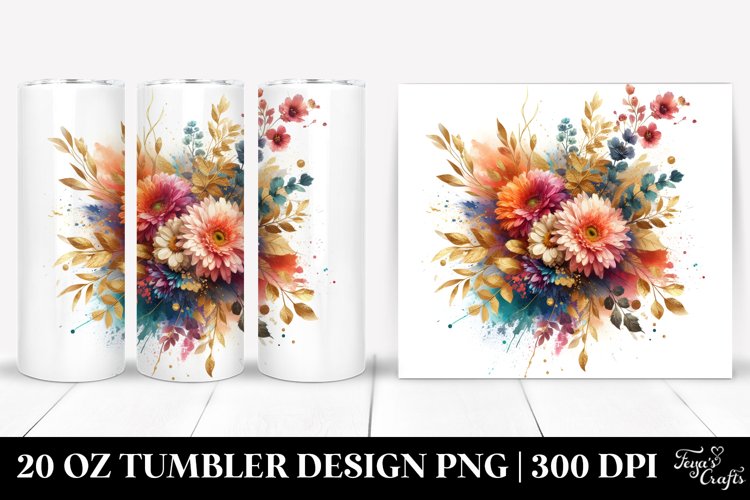 colorful bouquet GOLD FOIL, Tumbler example image 1