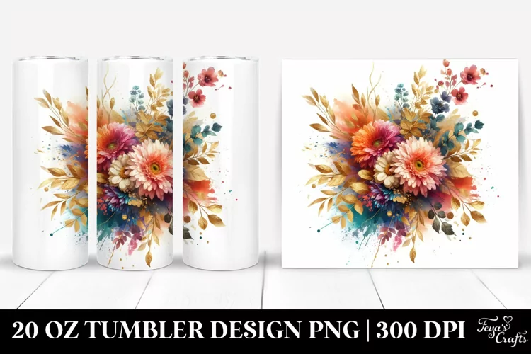 colorful bouquet GOLD FOIL, Tumbler