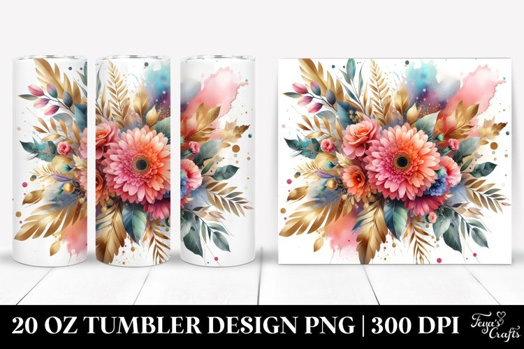 colorful bouquet GOLD FOIL, Tumbler example image 1