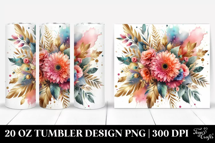 colorful bouquet GOLD FOIL, Tumbler