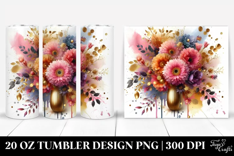 colorful bouquet GOLD FOIL, Tumbler
