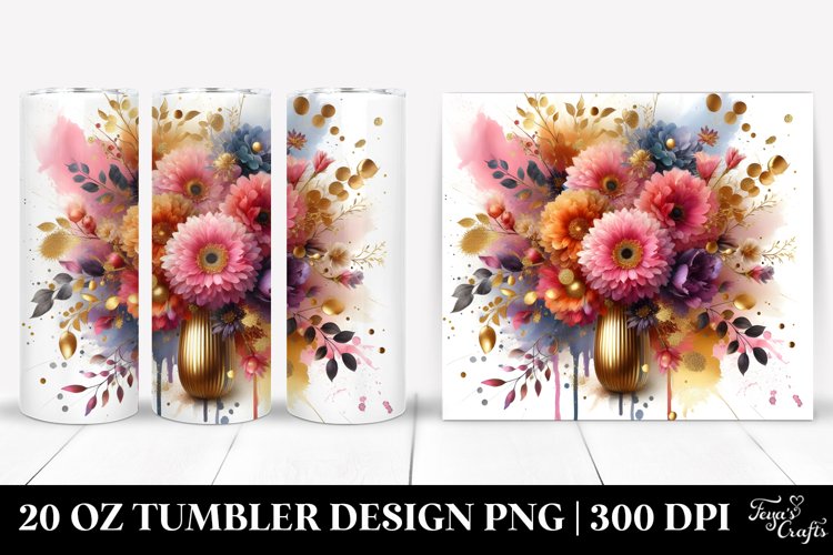 colorful bouquet GOLD FOIL, Tumbler example image 1