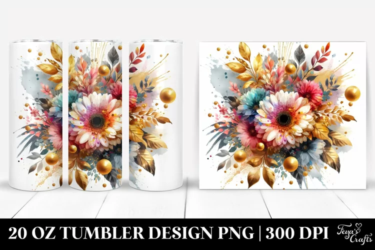 colorful bouquet GOLD FOIL, Tumbler