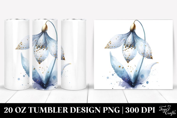 -Like Snowdrop with Golden Insertions | 20 Oz Tumbler example image 1