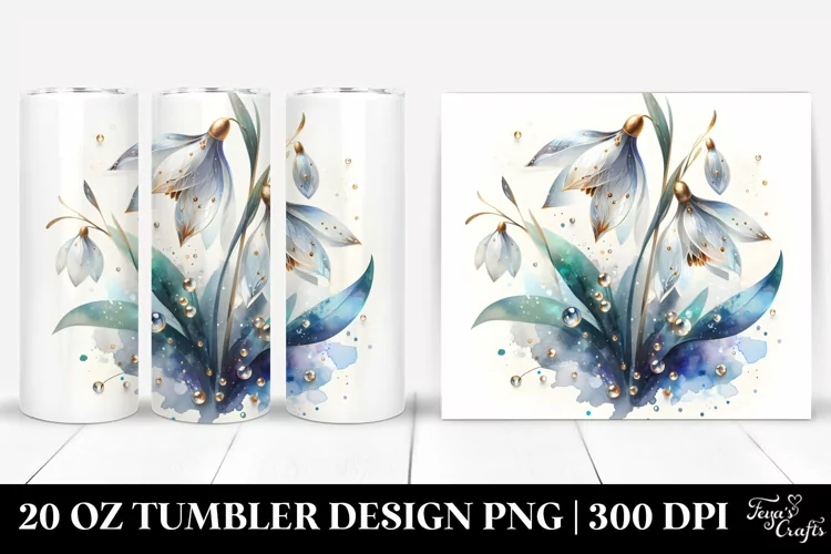 -Like Snowdrop with Golden Insertions | 20 Oz Tumbler